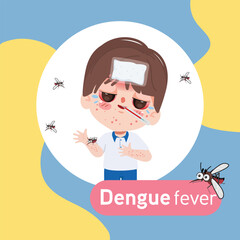 Dengue fever. Boy high fever and a red rash on her arms. children bitten by mosquitoes, Zika virus ,malaria or yellow fever.