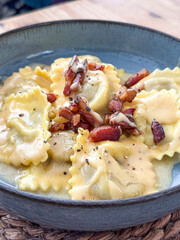 true ravioli carbonara. 