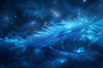 Blue feather on a dark background,  Fantasy fractal texture,   rendering