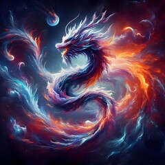 Fusion flare dragon Abstract Colorful Shape of vibrant hues and dynamic Background