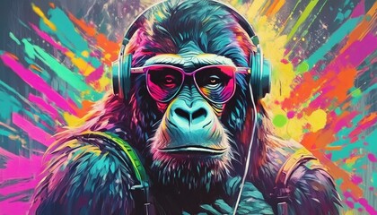 Gorilla, animal, digital art, background, material, image, digital, Generative AI