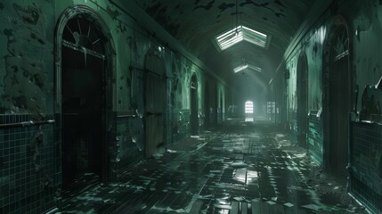 reveal decaying corridors, twisted architecture, and lurking shadows, creating a chilling atmosphere that blurs the