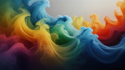 Dynamic dance of colorful smoke. Abstract waves of colored smoke. Flowing colored smoke background. rainbow smoke, paint explosion, color fume powder splash, motion of liquid ink dye in water