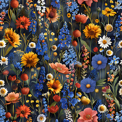 Moda Wildflowers Favorites seamless pattern Seamless Pattern,Digital,Paper,Seamless,Background,Design,Clipart,Printable,Print,Pattern