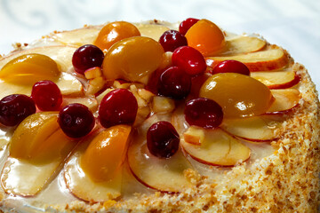 Cheese cake with berry and apricots.