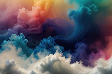 Dynamic dance of colorful smoke. Abstract waves of colored smoke. Flowing colored smoke background. rainbow smoke, paint explosion, color fume powder splash, motion of liquid ink dye in water