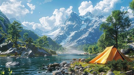 wilderness camping, featuring unique camera perspectives that evoke a sense of adventure and awe Perfect for showcasing the bea
