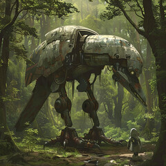 bird robot in the forest