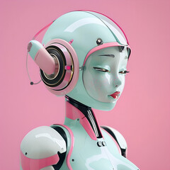 robot with headphones