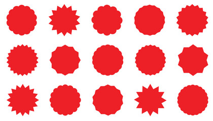 Set of red starburst. Starburst red sticker set. collection of special offer sale, Price sticker, sale Price sticker,  price tag, starburst, retro stars. Vector illustration