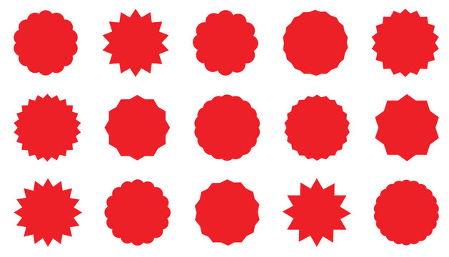 Set of red starburst. Starburst red sticker set. collection of special offer sale, Price sticker, sale Price sticker,  price tag, starburst, retro stars. Vector illustration