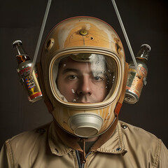 man in a funny helmet