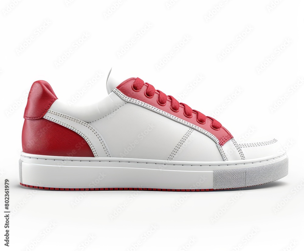 Wall mural white and red sneaker on white background