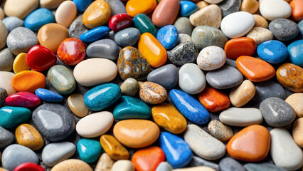 Colorful colored beach stones Abstract summer background
