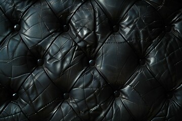 Luxury black leather upholstery texture background,  Close up