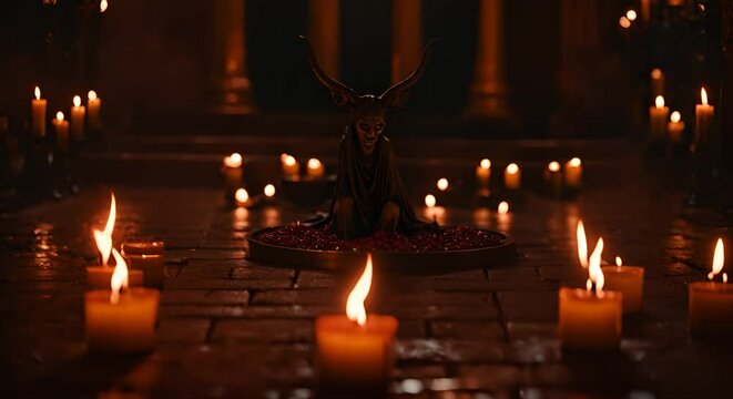Candles in a satanic ritual.