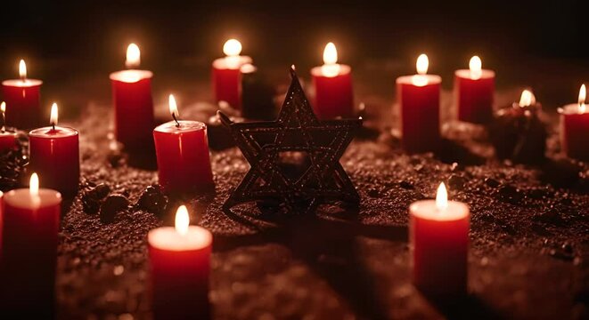 Candles in a satanic ritual.