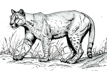 Sketch of a panther (panthera leo) - obrazy, fototapety, plakaty