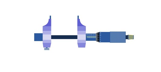 Pin type type Inside Micrometer is used to measure the larger internal dimension. Inside Micrometer can measure internal Diameter of holes and registers. An illustration isolate on a white background 