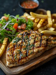 Grilled Chicken Chop With French Fries