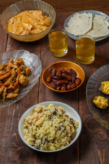 set table meat bread couscous uzvar for iftar ramadan meal