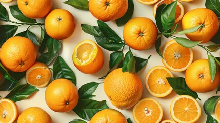 "A variety of fresh, juicy oranges are arranged on a table