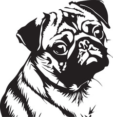 pug dog head vector