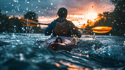 Whitewater kayaking, extreme kayaking -  Model by AI generative - Powered by Adobe