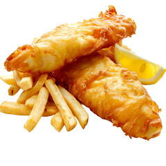 Fish and Chips, transparent background, isolated image, generative AI