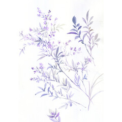 Fototapeta na wymiar Floral Finesse Hand Drawn Watercolor Illustrations of Flowers and Leaves