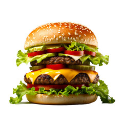 Delicious Hamburger isolated on transparent background