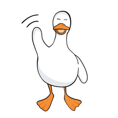 Savage duck mascot happy fun icon
