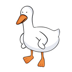Savage duck mascot happy fun icon