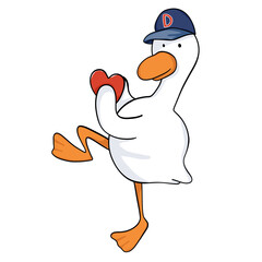 Savage duck mascot happy fun icon