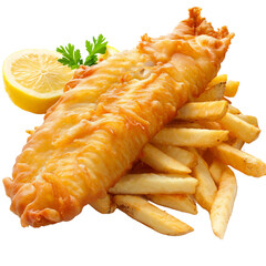 Fish and Chips, transparent background, isolated image, generative AI