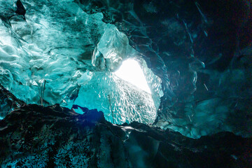 Stunning Ice Cave In Vatnajokull Glacier Iceland With Mesmerizing Blue Ice Formations A Unique Natural Wonder And Popular Winter Travel Destination
