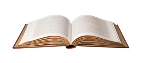 open book on white background on a transparent background, indicating study or research. Generative AI