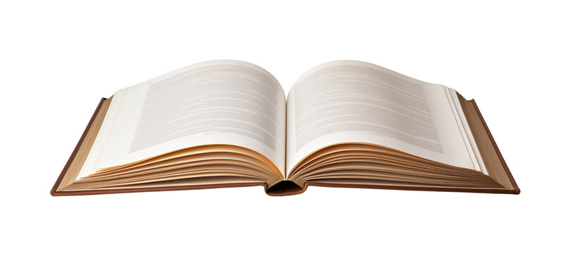 open book on white background on a transparent background, indicating study or research. Generative AI