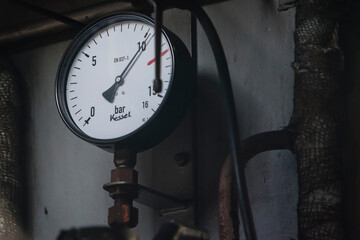 Boiler pressure gauge in a steam locomotive