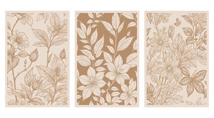 Botanical printable pattern for wall decorations generated by Ai