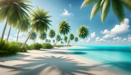 Tropical Paradise: Palm Trees and Crystal Clear Waters on Secluded Beach