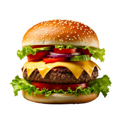 Delicious Hamburger isolated on transparent background