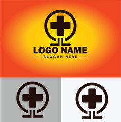 Obraz premium Hospital logo icon healthcare medical building logo modern flat business vector logo