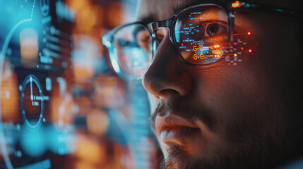 An intimate glimpse into an engineer programming autonomous vehicle software, highlighting the crucial 5G connectivity module ensuring high-speed, low-latency communication with the environment.