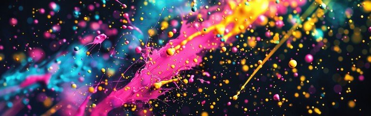 Intense explosion of colorful powder against a black backdrop, showcasing a dynamic and vibrant display