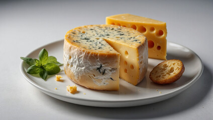 Image of delicious cheese on a white table 36