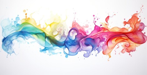 Watercolor wave flow gradient border drop abstract on white background