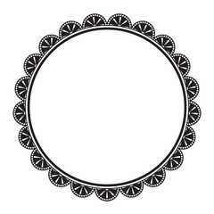 Simple Classic Ornamental Black And White Circle Shape With Ornamental Round Edge Ornament

