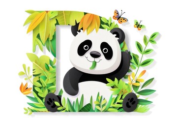 Obraz premium A panda bear sitting in the jungle, suitable for nature themes