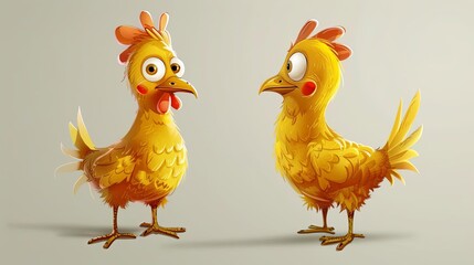 Fototapeta premium Design a cartoon character based on a yellow chicken